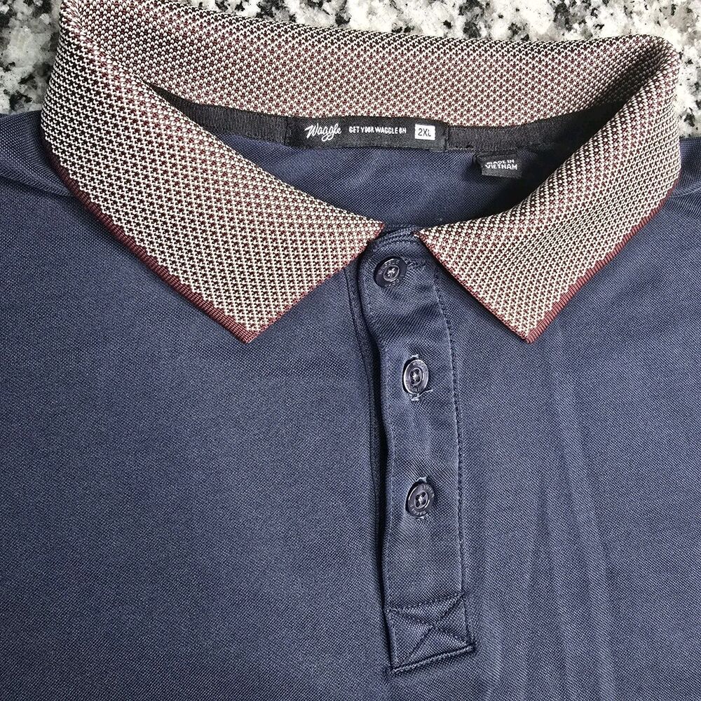 Waggle Habitat Rooster Golf Polo Blue Men's 2XL - Picture 2 of 7